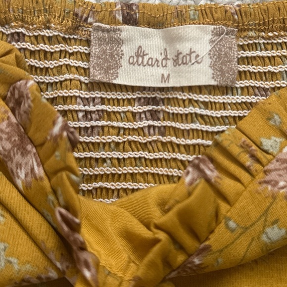 Altar'd State Yellow Puff Sleeve Crop Blouse - Picture 5 of 5